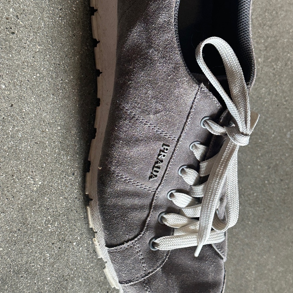 Prada suede fashion sneakers in grey